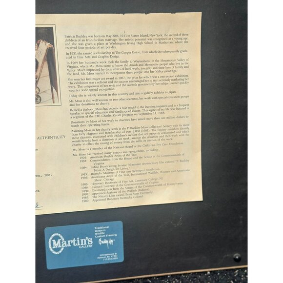 VTG 1988 P. Buckley Moss Bountiful Harvest Framed18x20 Signed Limited Edition - Picture 8 of 8